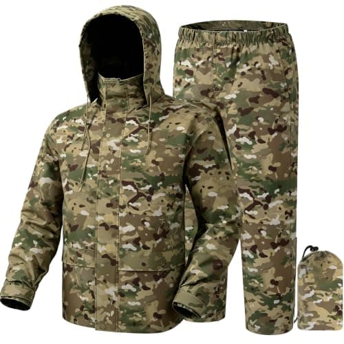 Fousam Camo Rain Suit (Lightweight, Waterproof)